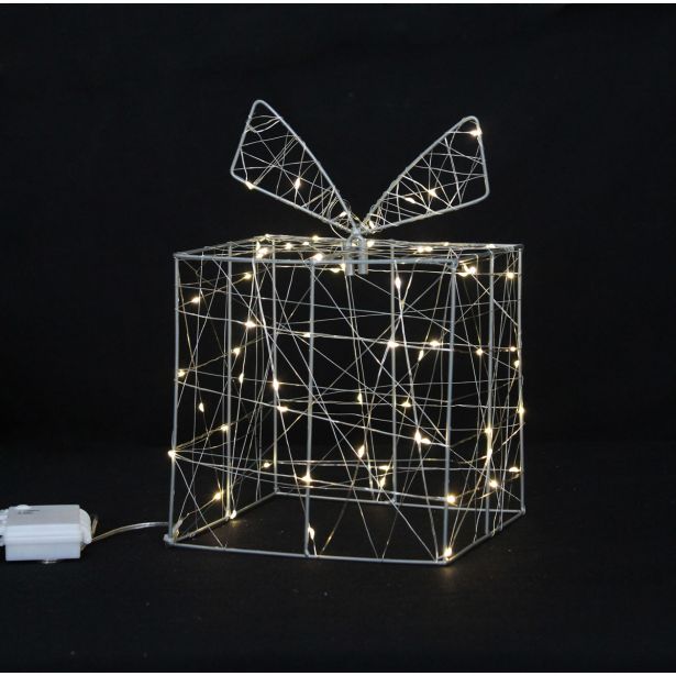 LUČKE DARILNA ŠKATLA Z LUČKAMI 20X20X30 CM, 70LED TOPLO