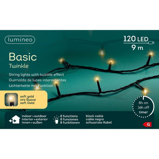 LUČKE DECORIS BASIC 120L, ŠAMPANJEC Č 900 CM, 8 FUNK., UTRIP.