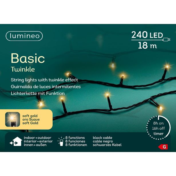 LUČKE DECORIS BASIC 240L, ŠAMPANJEC Č 1800 CM, 8 FUNK., UTRIP.