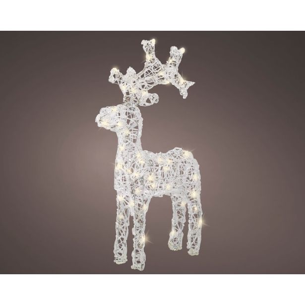 LUČKE DECORIS JELENČEK 36.5X12X61 CM BEL Z LED LUČKAMI 50 L