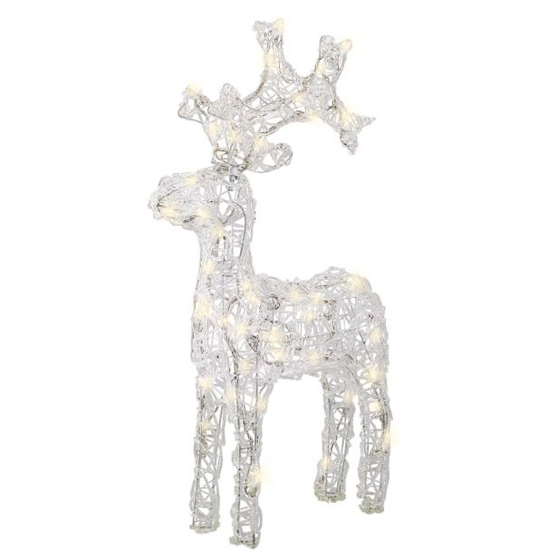 LUČKE DECORIS JELENČEK 36.5X12X61 CM BEL Z LED LUČKAMI 50 L