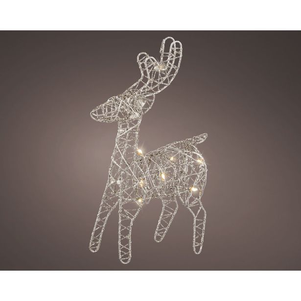 LUČKE DECORIS JELENČEK 5X12X21 CM SREBRN Z LED LUČKAMI 10 L