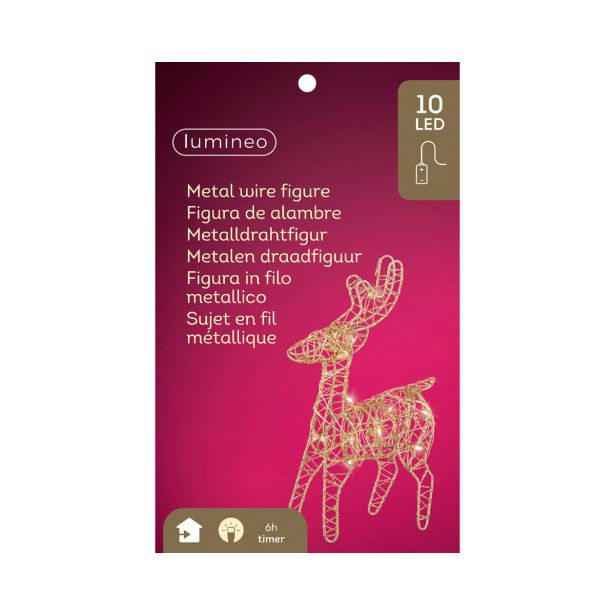 LUČKE DECORIS JELENČEK 5X12X21 CM ZLAT Z LED LUČKAMI 10 L