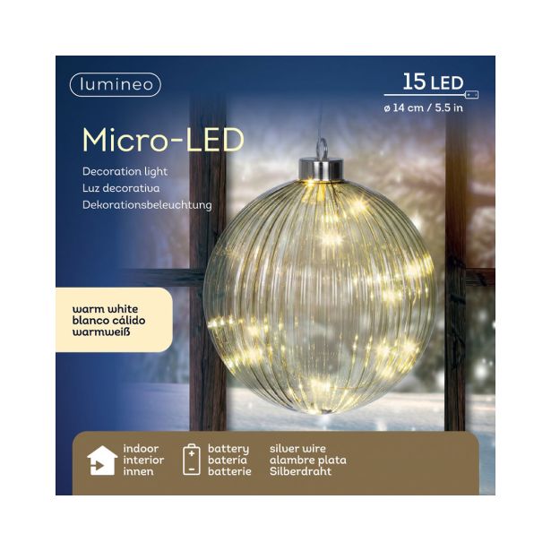 LUČKE DECORIS KROGLA FI 14 CM, LED 15 L SORTIRANO