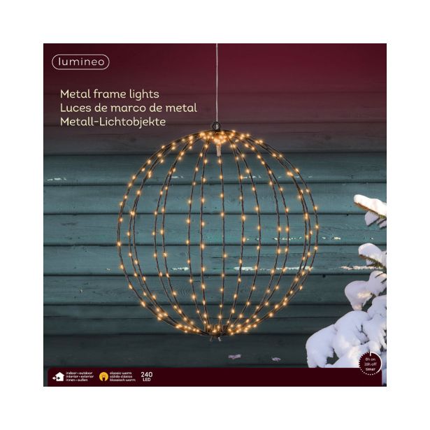 LUČKE DECORIS KROGLA KOVINSKA FI 38 CM LED 240 L