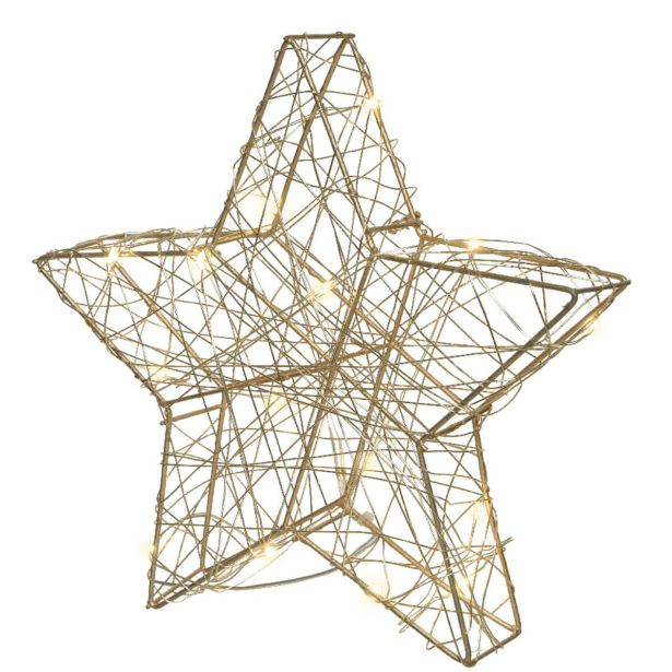 LUČKE DECORIS ZVEZDA 4X20X20 CM ZLATA Z LED LUČKAMI 15 L