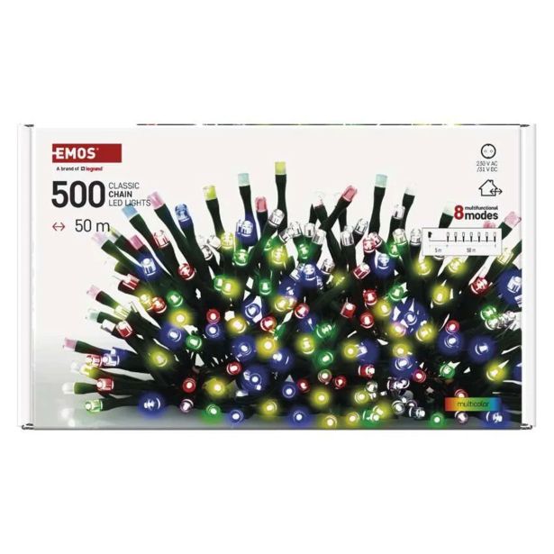 LUČKE EMOS LED 50M MULTICOLOR ČASOVNIK PROGRAMI ZUN/NOT