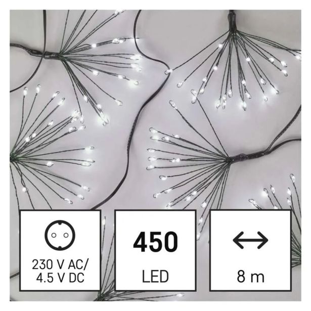 LUČKE EMOS LED CVETLICE NANO NOTR. 8M, HLADNO BELA, ČASOVNIK