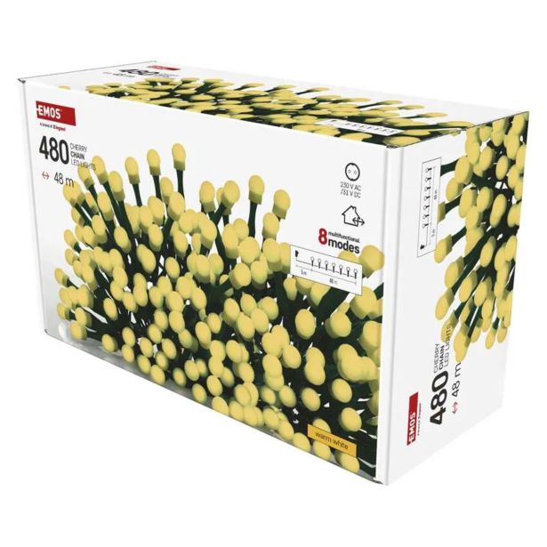 LUČKE EMOS LED KROGLICE 48M ZUN/NOT TOPLA BELA, PROGR., ČAS.