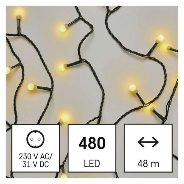 LUČKE EMOS LED KROGLICE 48M ZUN/NOT TOPLA BELA, PROGR., ČAS.