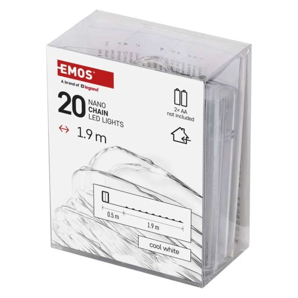 LUČKE EMOS LED NANO 1.9M HLADNA BELA NOTRANJE, ČASOVNIK