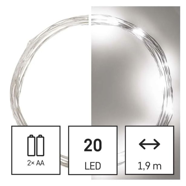 LUČKE EMOS LED NANO 1.9M HLADNA BELA NOTRANJE, ČASOVNIK