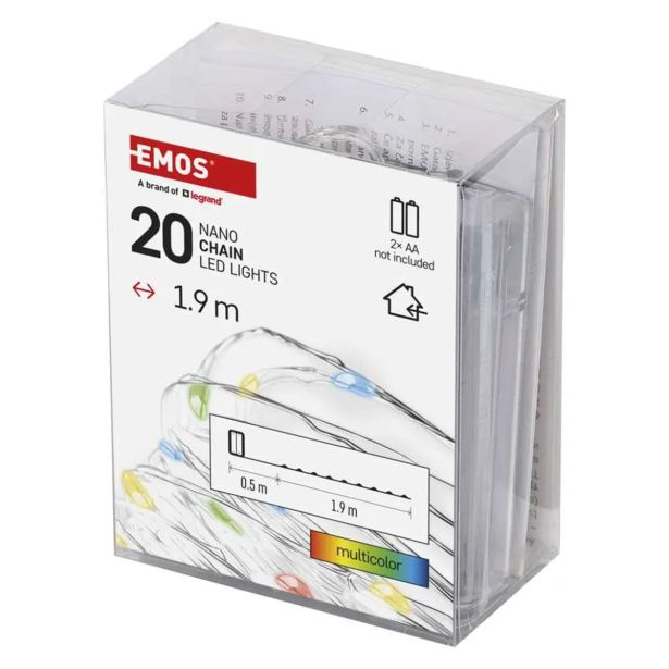 LUČKE EMOS LED NANO 1.9M VEČBARVNA NOTRANJE, ČASOVNIK