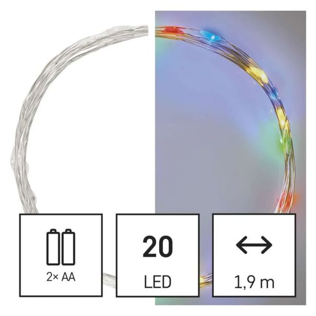 LUČKE EMOS LED NANO 1.9M VEČBARVNA NOTRANJE, ČASOVNIK