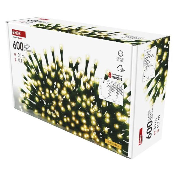 LUČKE EMOS LED ZAVESA 10M TOPLA BELA ZUNANJA/NOTRANJA