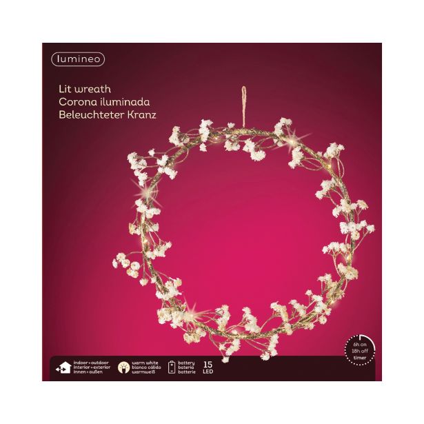 LUČKE LED VENEC FI 28 CM 3XAA Z ROŽICAMI 15L