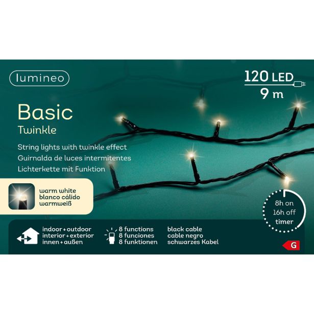 LUČKE LUMINEO BASIC 120L, TOPLO BELE Č 900 CM, 8 FUNK., UTRIP.