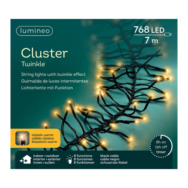 LUČKE LUMINEO CLUSTER 768L, KLASI BEL Č 700 CM, 8 FUNK., UTRIP.