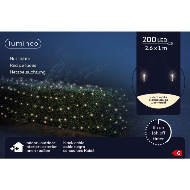 LUČKE LUMINEO MREŽA 200L, TOPLO BELA Č 260X100 CM