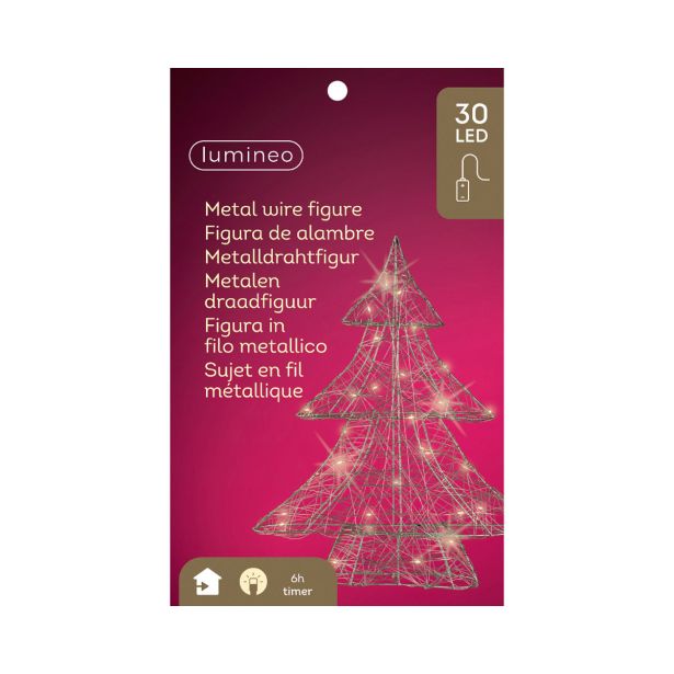 LUČKE LUMINEO SMREKA Z LED LUČKAMI, 40 CM, SREBRNA/TOPLO BELA