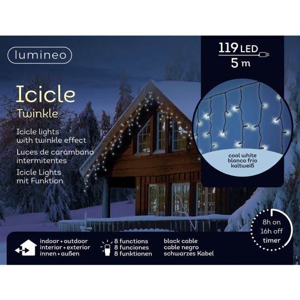 LUČKE LUMINEO ZAVESA 119L HLADNO BEL Č 500 CM 8 FUNK., UTRIP.