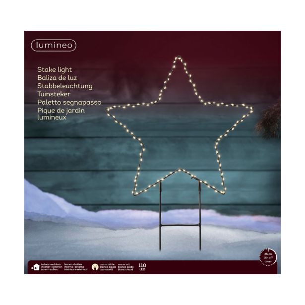 LUČKE LUMINEO ZVEZDA Z LED LUČKAMI, ZUN FI 38 CM ČRNA/TOPLE BARVE