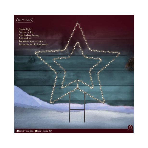 LUČKE LUMINEO ZVEZDA Z LED LUČKAMI, ZUN FI 58 CM, ČRNA/TOPLE BAR.