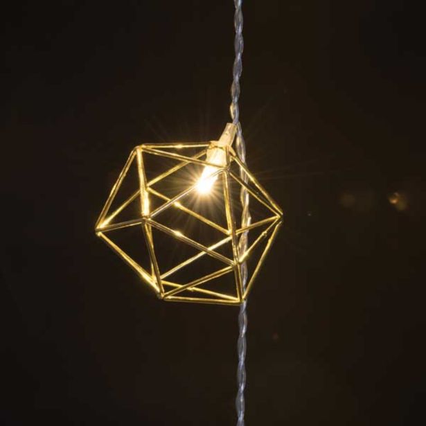 LUČKE MQ 10 LED 5 MM GEO ZLATE KROGLE TOPLO BELE 31 V