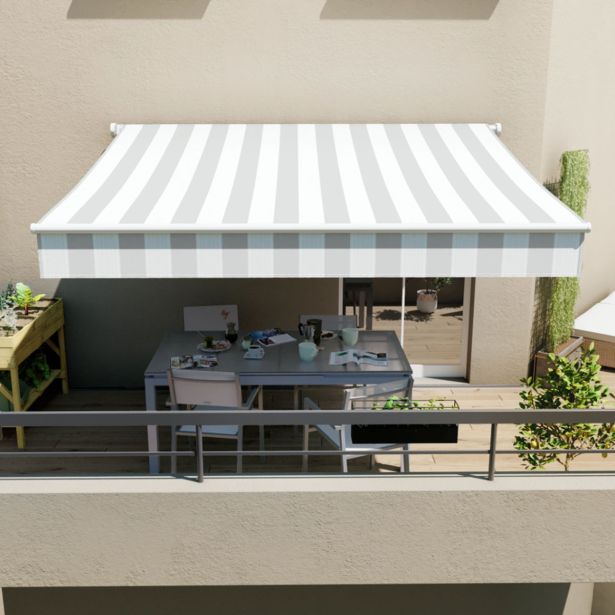 MARKIZA, TENDA NATERIAL CALIMA 400X300 CM BELO/SIVA, ROČNA