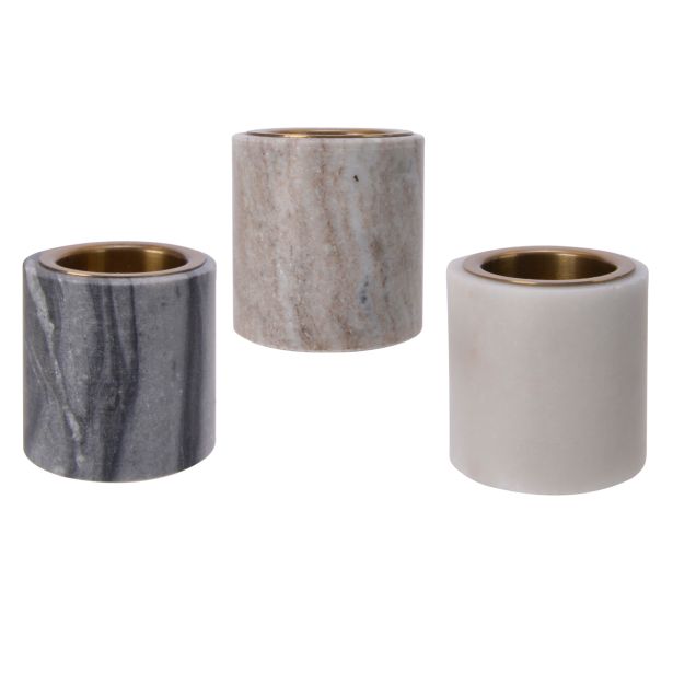 SVEČNIK MARMOR, SIVA/PEŠČENA/BELA SORT