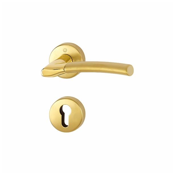 MEDEN.KLJUKA ZA VRATA HOPPE BERGEN Z ROZETO CILINDER F77-R/F52-R