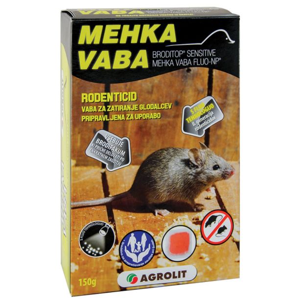 RODENTICID MEHKA VABA FLUO 150G SENSIT.PASTA 15G VREČKE