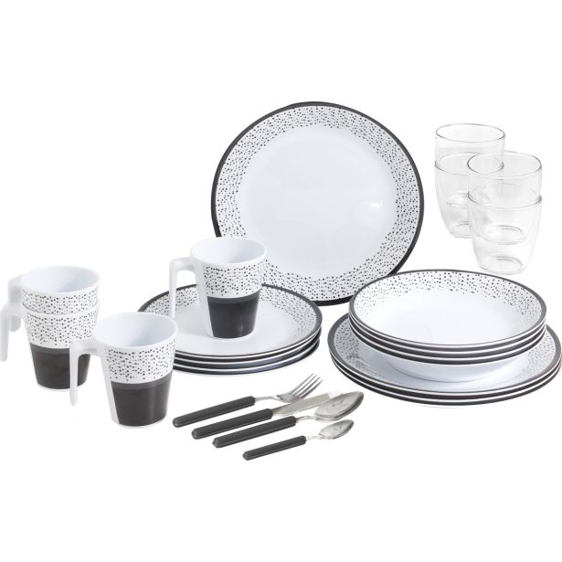 KAMP JEDILNI PRIBOR BRUNNER MELAMINE SET PRALIN 36-DELNI