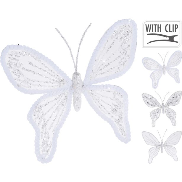 OKRASEK ZA JELKO KOOPMAN METULJ 15 CM BEL