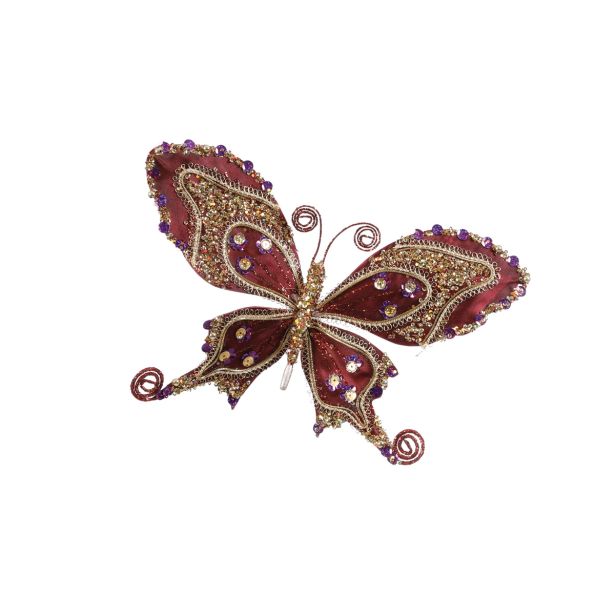 OKRASEK ZA JELKO HOUSE OF SEASONS METULJ NA ŠČIPALKI 28 CM VIOLA