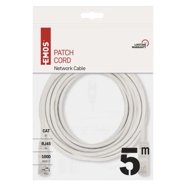 MIKRO VODNIK EMOS PATCH KABEL CAT5E UTP PVC 5M