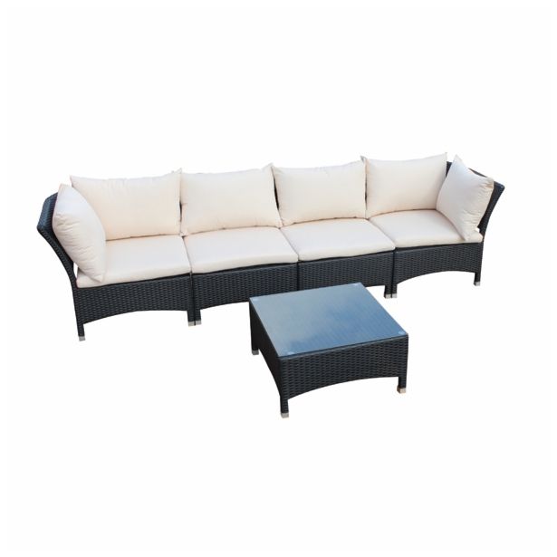 GARNITURA UMETNI RATAN BIVA MODUS 5-DELNA, BEŽ BLAZINE