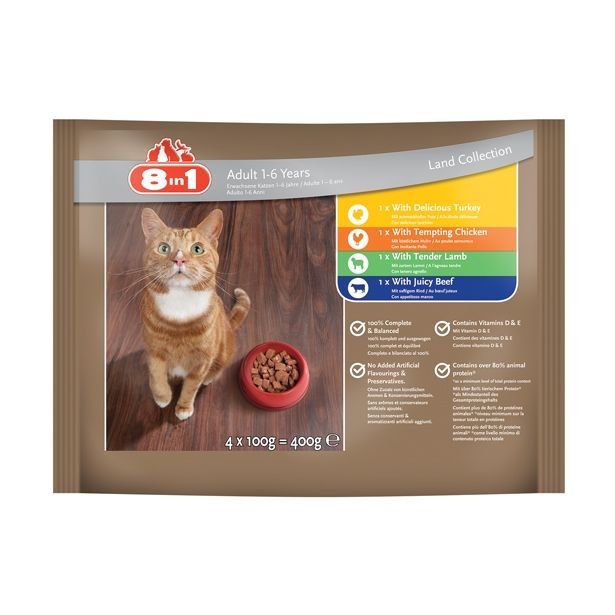 MOKRA HRANA ZA MAČKA 8 IN 1 HRANA 8IN1 MLADE MAČKE, PIŠČANEC, 100G VREČKA