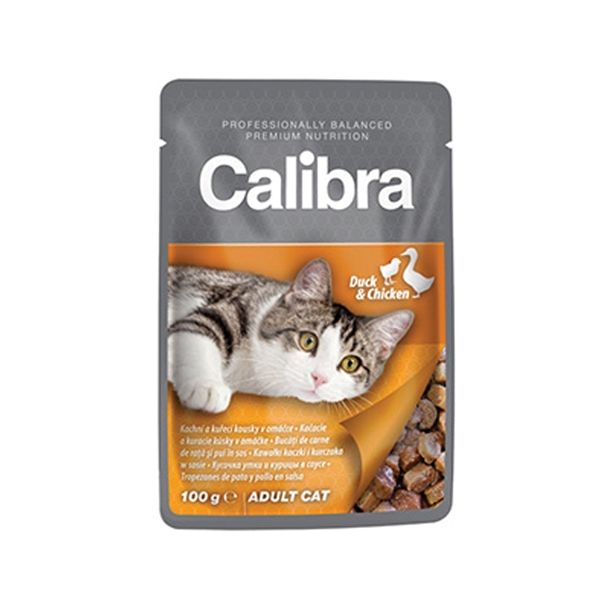 MOKRA HRANA ZA MAČKA CALIBRA RACA PIŠČANEC V OMAKI 100 G VREČKA