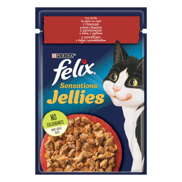 MOKRA HRANA ZA MAČKA FELIX GOVEDINA IN PARADIŽNIK 85G