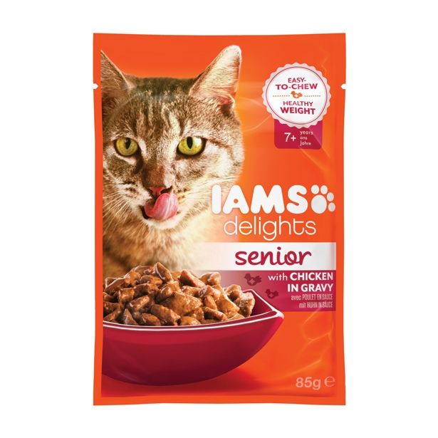 MOKRA HRANA ZA MAČKA IAMS HRANA ZA STAREJŠE PIŠČANEC, OMAKA, 85G