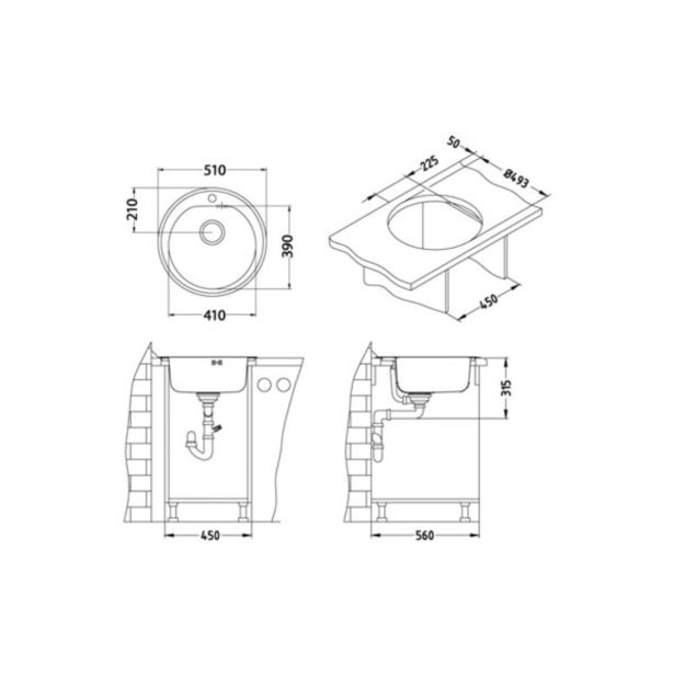 NERJAVNO POMIVALNO KORITO ALVEUS MONARCH FORM 30, BRONZE FI 510