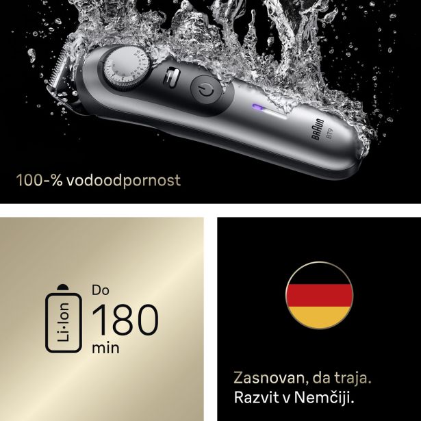 MOŠKI UREJEVALNIK BRAUN BT 9520 ZA BRADO +7 NASTAVKOV