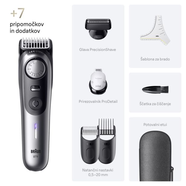 MOŠKI UREJEVALNIK BRAUN BT 9520 ZA BRADO +7 NASTAVKOV