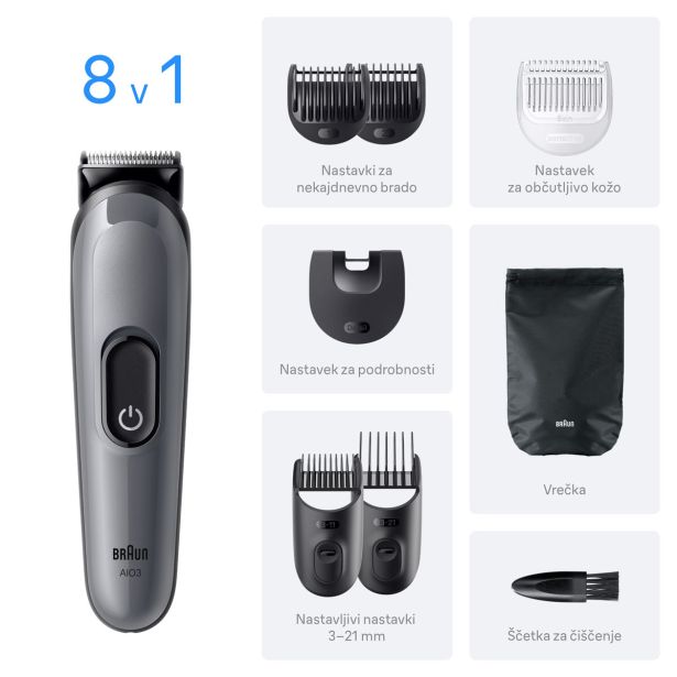 MOŠKI UREJEVALNIK BRAUN MULTIGROOMER AIO 3540 8 V 1