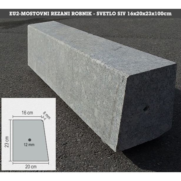 IZDELEK IZ GRANITA MOSTOVNI ROBNIK EU2 SVETLO SIV 16X20/23X100CM