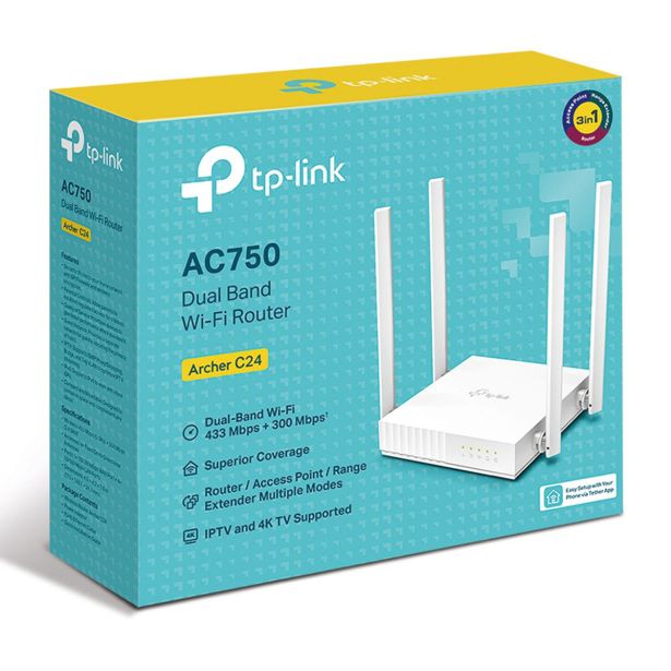 MREŽNI USMERNIK (ROUTER) TP-LINK USMERJEVALNIK WLAN ARCHE R C24 2.4&5GHZ 300+433 AC