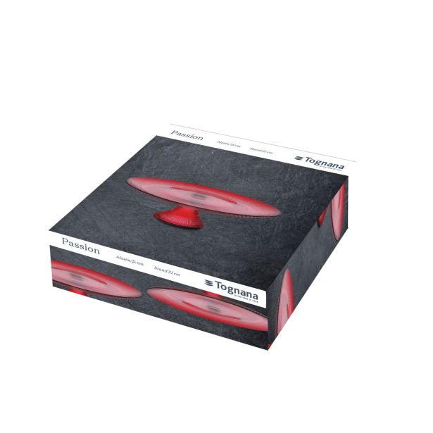 SERVIRNI KROŽNIK TOGNANA NA PODSTAVKU CM 21 NATALE PAS RDEČ, STEKLEN