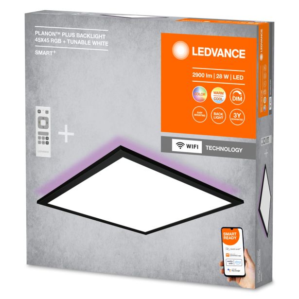 NADGRADNA SMART SVETILKA LEDVANCE 450X450MM REM RGBTW ČRNA SMART WIFI