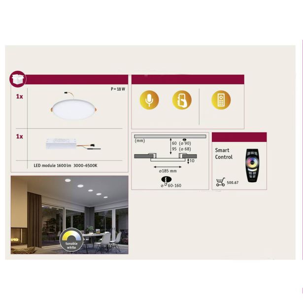 NADGRADNA SMART SVETILKA RL VELUNA 15W IP44 TUNEW ZIGBEE FI=185MM